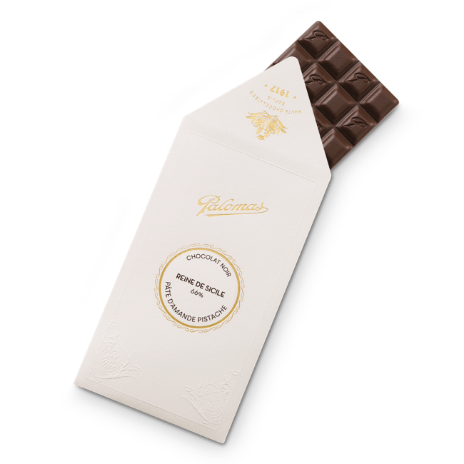 Tablette Noir Pâte d'Amande Pistache 110g