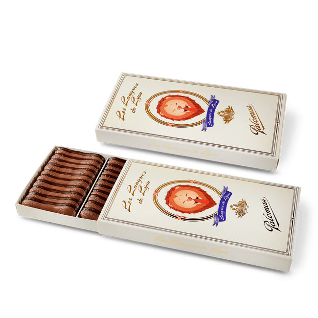 Langues de Lyon® Noir & Lait Coffret de 375g Langues de Lyon® Noir & Lait Coffret de 375g