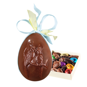 Palomas Œuf de Pâques Perruches, Lait 15cm + Coffret de Garniture