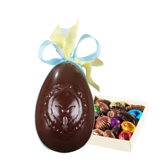 Easter Egg Lion de Lyon, Dark 15cm, Side Filling