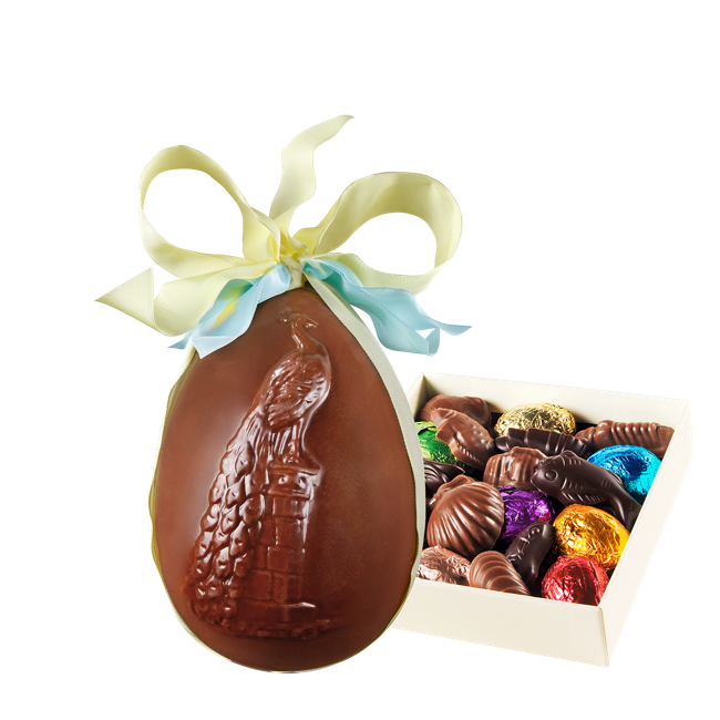 Easter Egg Paon, Milk 15cm, Side Filling Easter Egg Paon, Milk 15cm, Side Filling