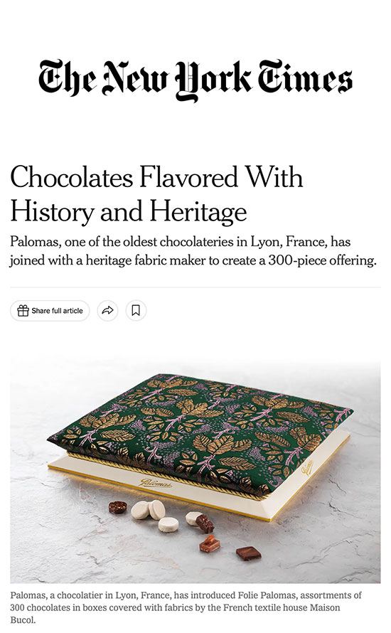 New York Times - Chocolates Flavored With History and Heritage