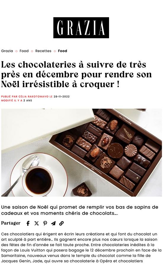 Grazia - Les Chocolateries à suivre de très près