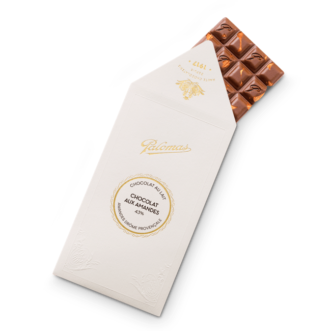アーモンド・ドローム入りのミルクチョコレート・タブレット（90g）
